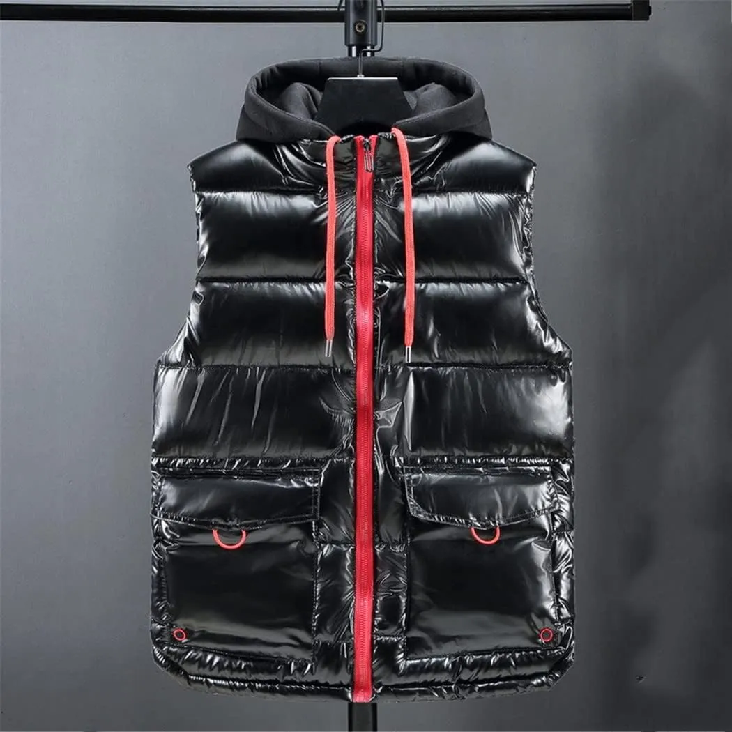 Winter Men Vest Solid Cotton-Padded Warm Sleeveless Jacket Zipper Waistcoat Plus Size