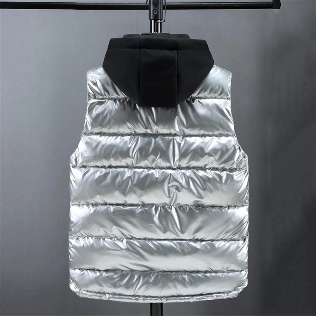 Winter Men Vest Solid Cotton-Padded Warm Sleeveless Jacket Zipper Waistcoat Plus Size