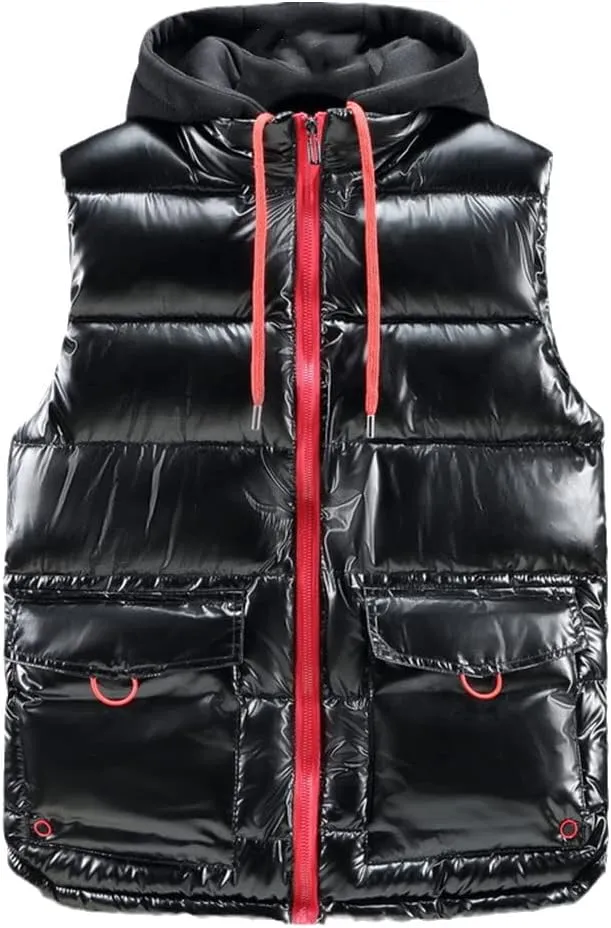 Winter Men Vest Solid Cotton-Padded Warm Sleeveless Jacket Zipper Waistcoat Plus Size