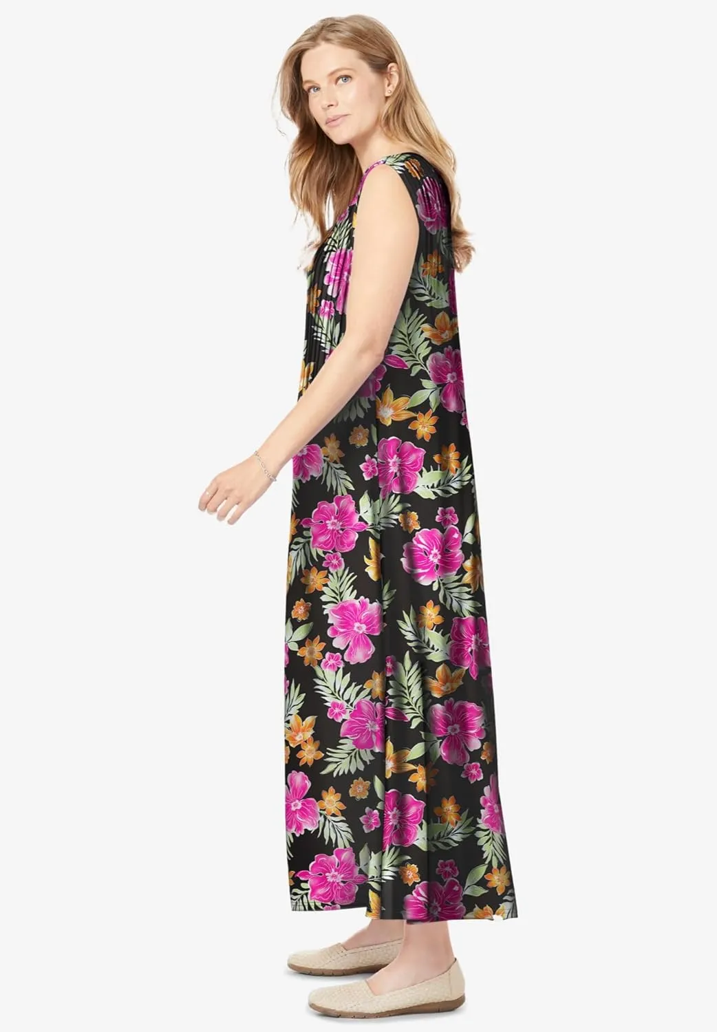 Woman Within Plus Size Pintucked Sleeveless Dress