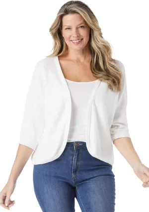 Woman Within Plus Size Rib Trim Cardigan Shrug