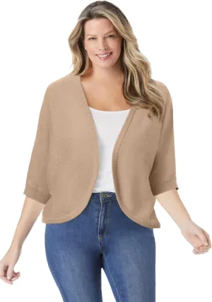 Woman Within Plus Size Rib Trim Cardigan Shrug
