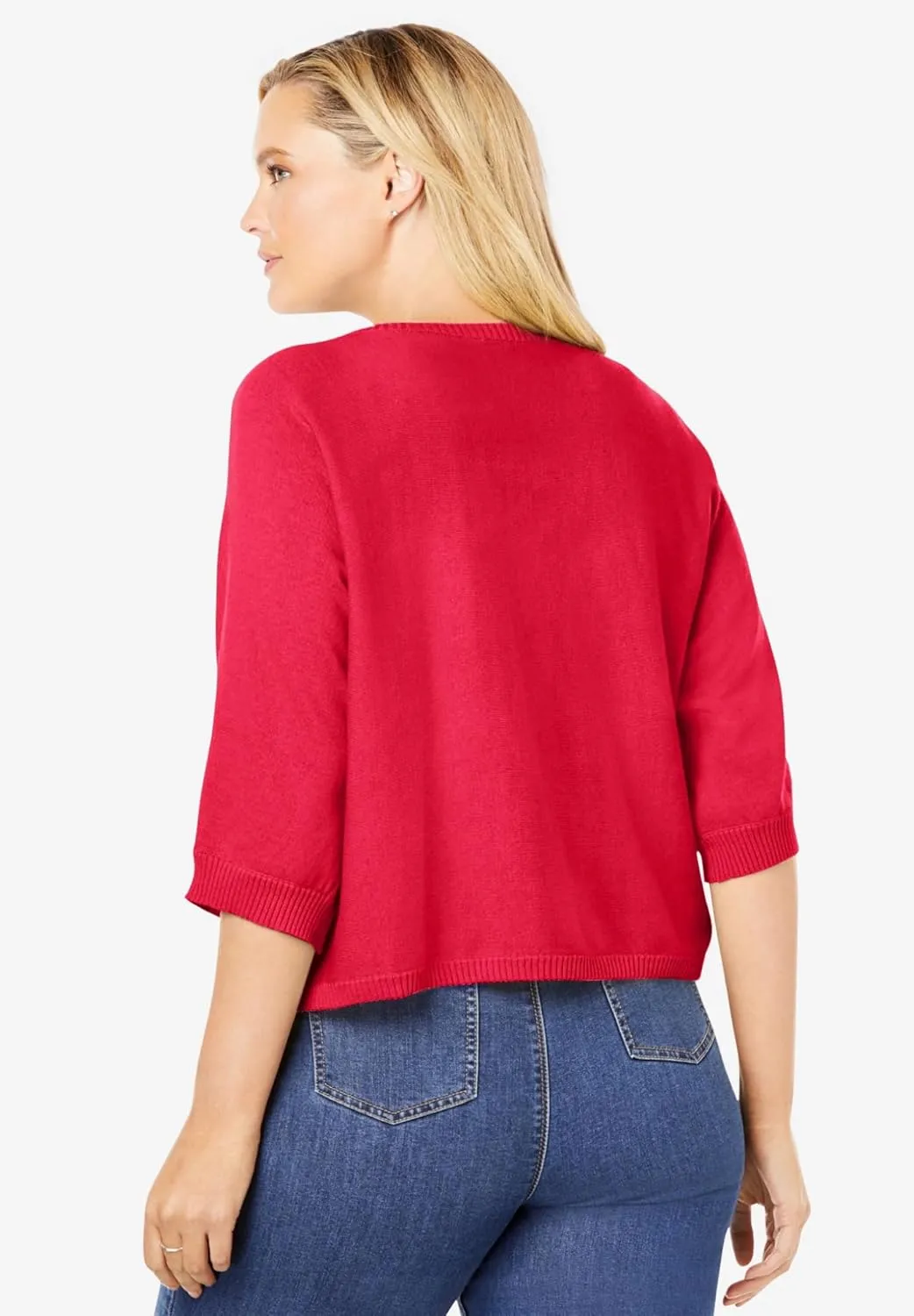 Woman Within Plus Size Rib Trim Cardigan Shrug