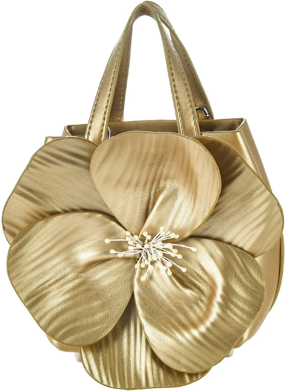 Women Floral Evening Clutch Handbag Small Pu Leather 3D Flower Top-handle Bag Wedding Party Prom Tote Crossbody Purse