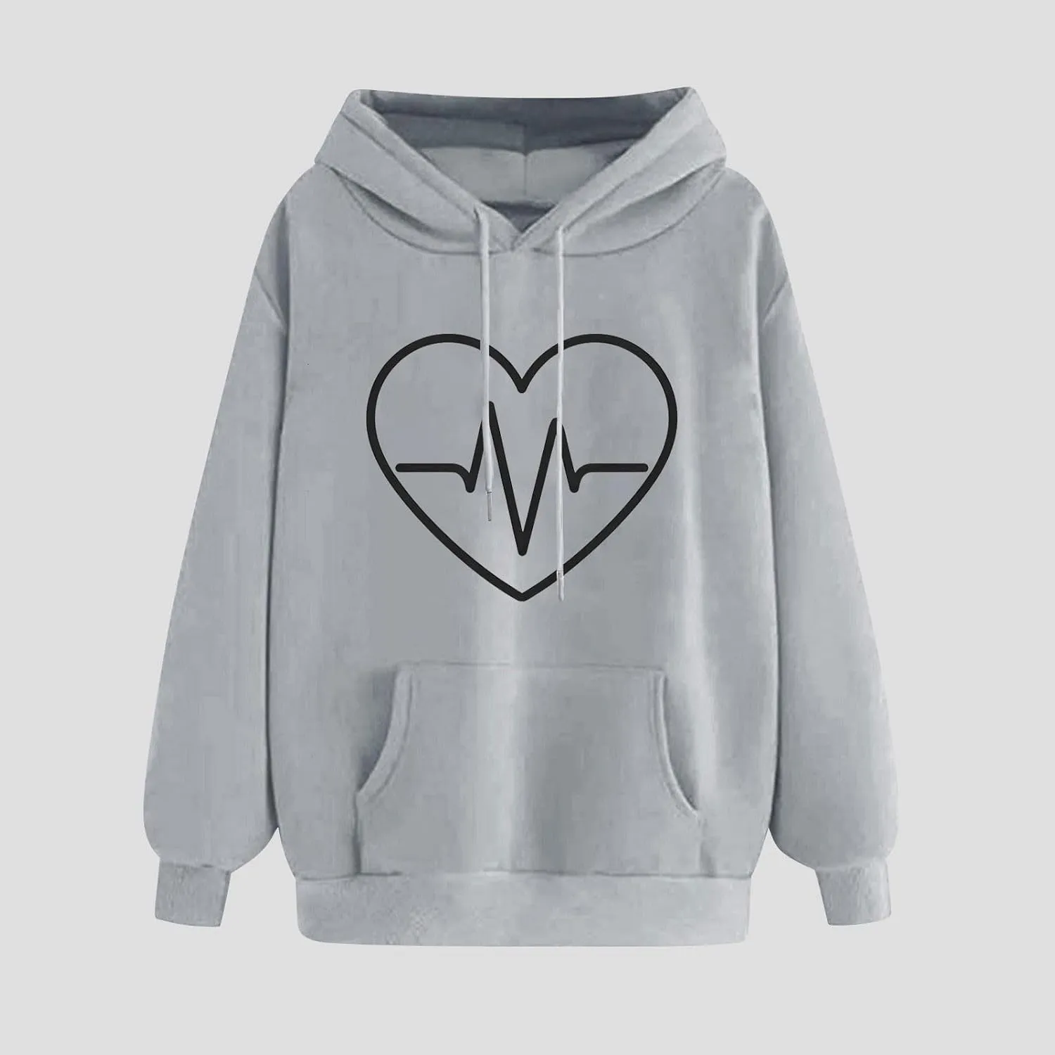 Women Oversized Graphic Hoodies 2024 Trendy Long Sleeve Sweatshirts Casual Drawstring Pullover Tops With Pockets