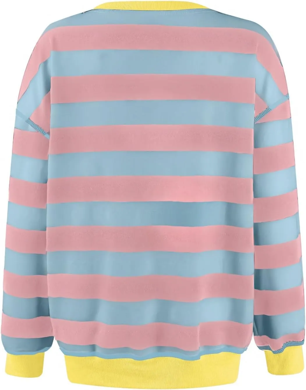 Women Oversized Sweatshirt Long Sleeve Crewneck Color Block Striped Pullover Tops