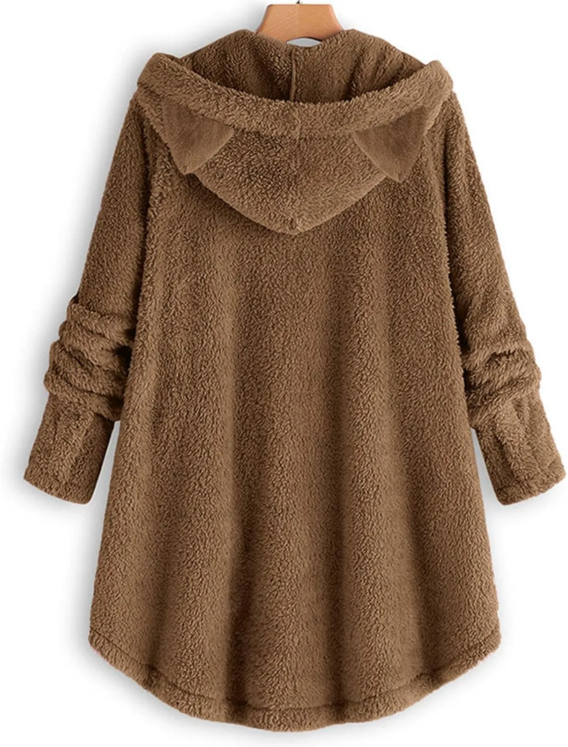 Women Plus Size Winter Jacket Button Down Sherpa Jacket Teddy Bear Coat Fuzzy Fleece Sweatshirt Oversized Outerwear