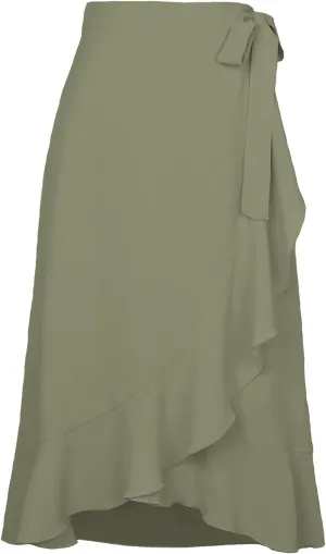 Women Ruffle Wrap Skirt Tie Waist Boho High Low Asymmetrical Midi Beach Skirt Casual Beach Swimsuit Cover Ups