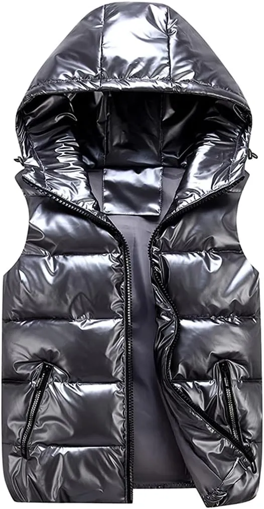 Women Winter Vests Hooded Bright Color Vest Thick Warm Wtaerproof Cotton Padded Jacket Sleeveless Coat Female Waistcoat