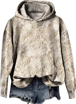 Women's 3D Floral Hoodie Casual Pullover Hooded Sweatshirt Oversized Long Sleeve with Textured Flower Comfy Fall Top