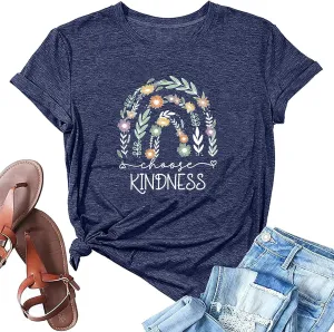 Women's Be Kind Shirt Graphic Tees Short Sleev Loose Fit Tshirts Cute Casual Summer Tops Teacher Shirts Beige L