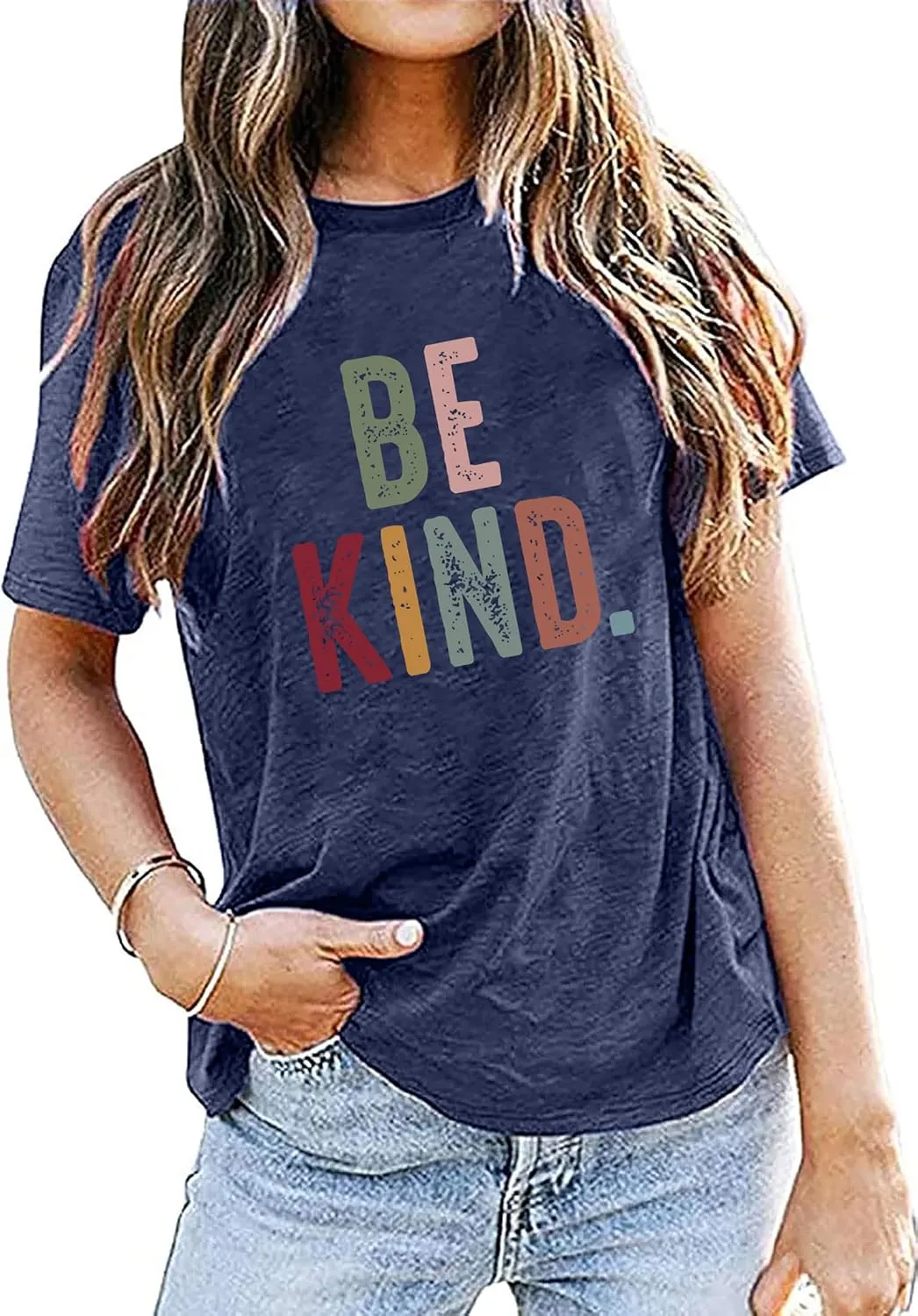 Women's Be Kind Shirt Graphic Tees Short Sleev Loose Fit Tshirts Cute Casual Summer Tops Teacher Shirts Beige L