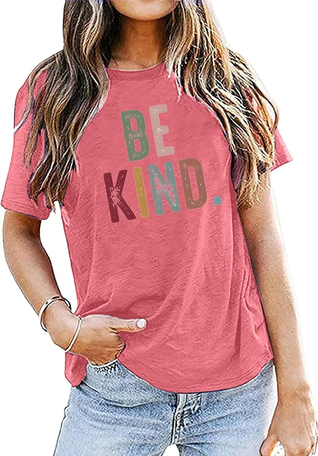 Women's Be Kind Shirt Graphic Tees Short Sleev Loose Fit Tshirts Cute Casual Summer Tops Teacher Shirts Beige L