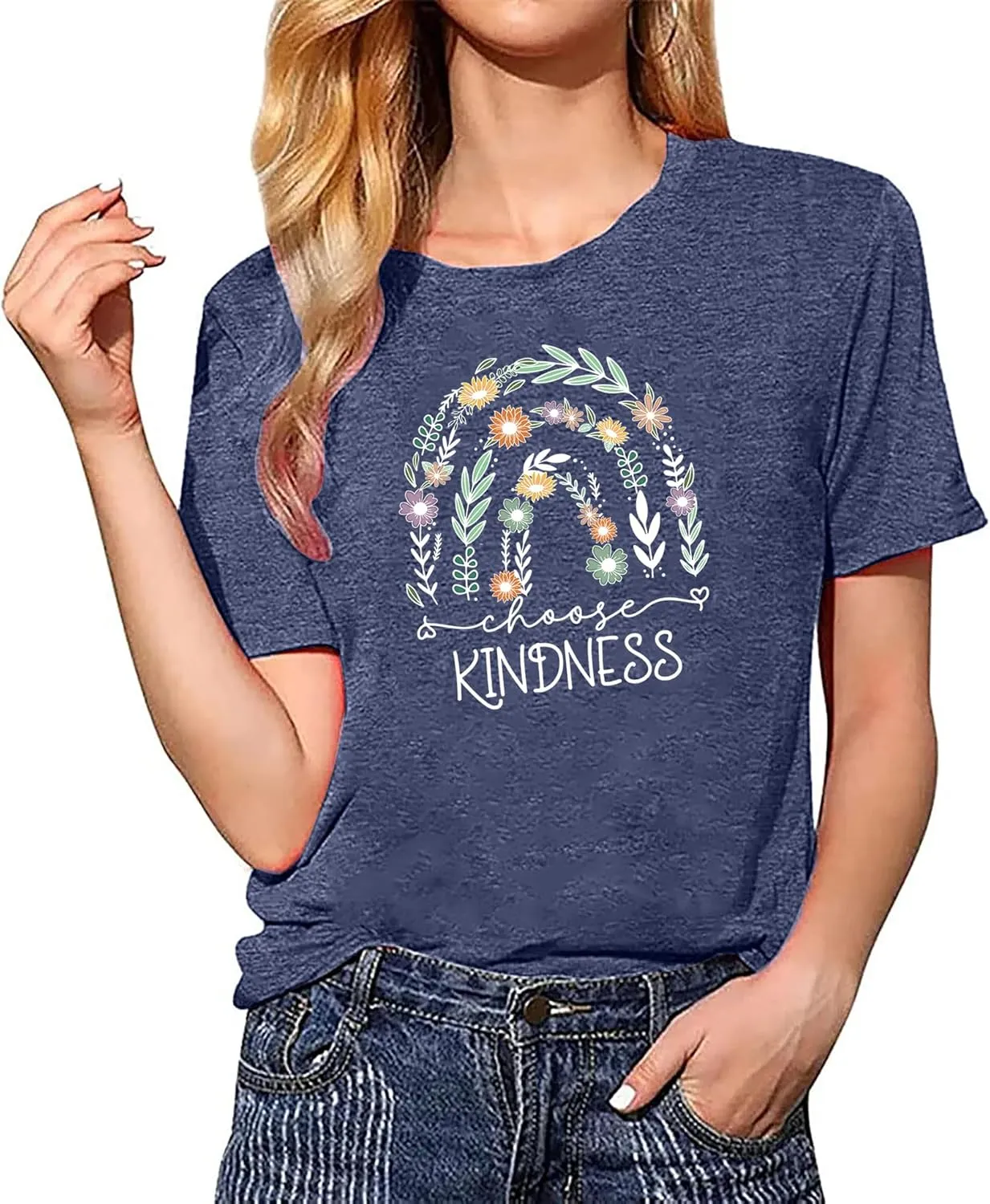 Women's Be Kind Shirt Graphic Tees Short Sleev Loose Fit Tshirts Cute Casual Summer Tops Teacher Shirts Beige L