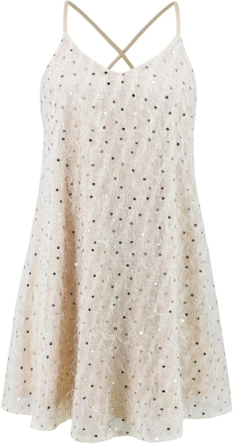 Women's Casual Dresses,2025 Summer Boho Halter Deep V Neck Shundress Patchwork Mini Dresses Going Out Short Dress