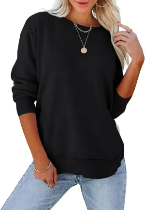 Women's Casual Long Sleeve Crewneck Sweatshirt Loose Flowy Lightweight Pullover Sweatshirts Tops