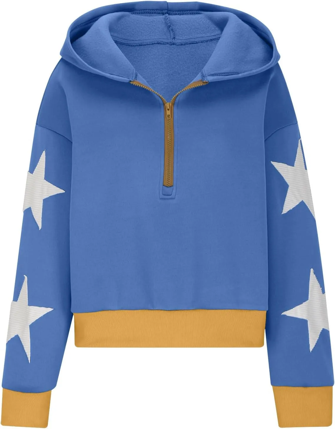 Womens Cropped Oversized Hoodies Long Sleeve Half Zip Pullover Sweatshirts 2024 Fashion Outfits Cute Y2K Clothes