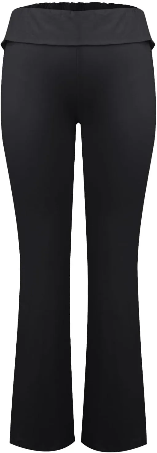Womens Flare Pants Solid Color Bootcut Yoga Leggings Low Waisted Tummy Control Workout Slacks