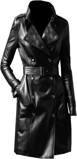 Women's Genuine Leather Trench Coat - Elegance Redefined for Every Occasion