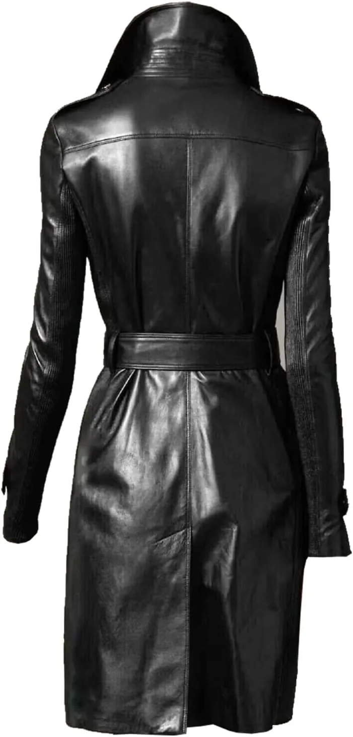 Women's Genuine Leather Trench Coat - Elegance Redefined for Every Occasion