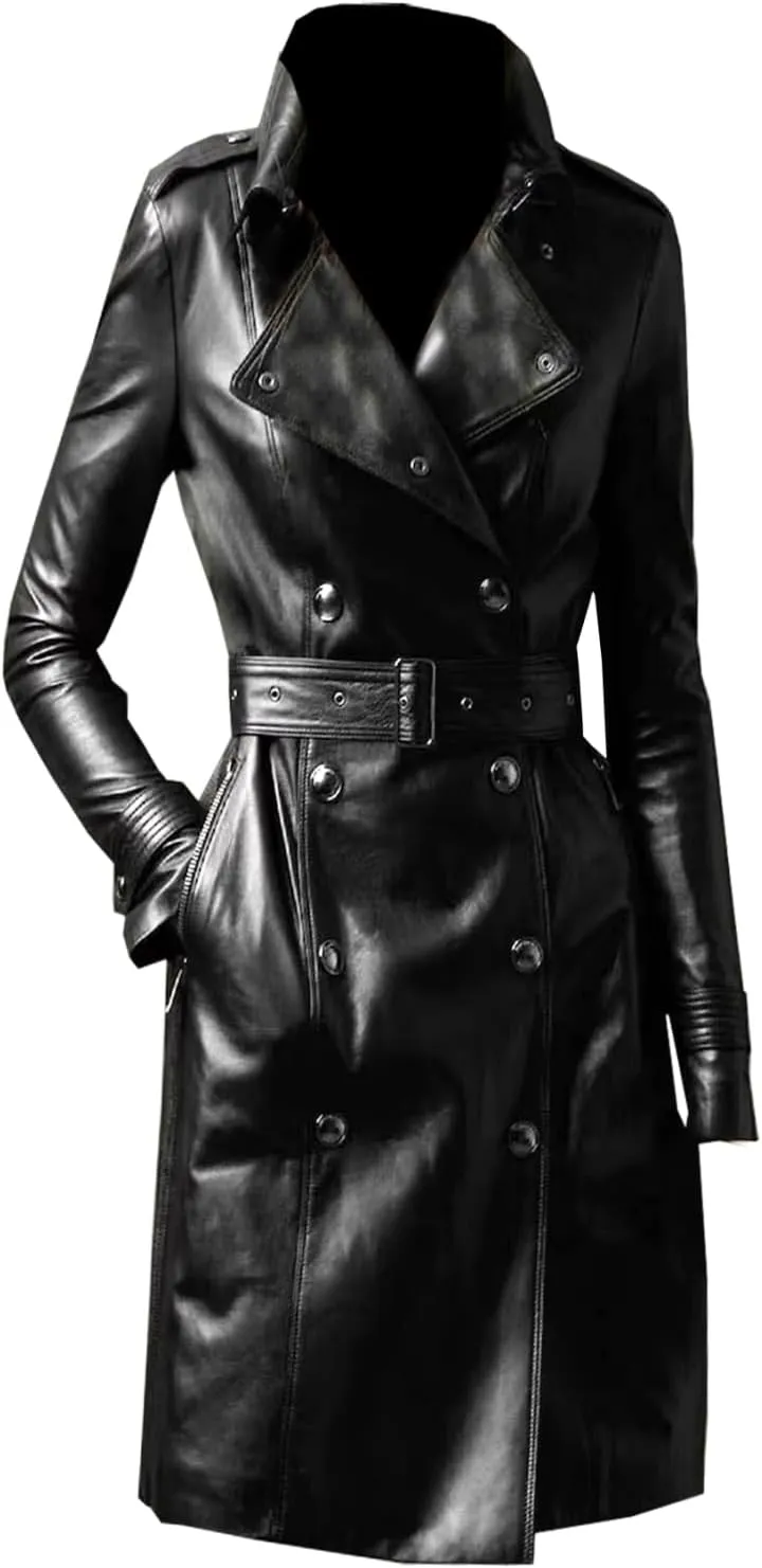 Women's Genuine Leather Trench Coat - Elegance Redefined for Every Occasion
