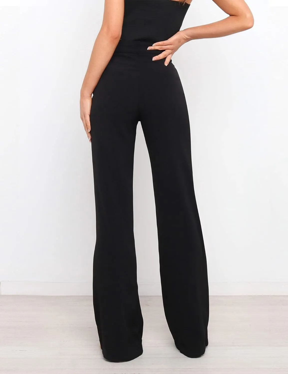 Women's High Waist Casual Dress Pants, Lightweight Wide Leg Long Trousers, Work Pants with Pockets for Women Office.