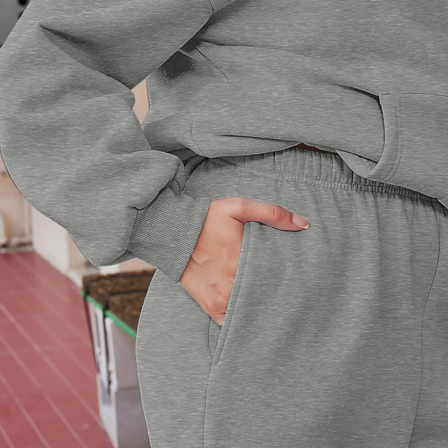 Womens Hoodie 2 Piece Set Trendy Oversized Baggy Lounge Y2K Sweatsuit Sets Casual Solid Color Loose Fit Tracksuit Set
