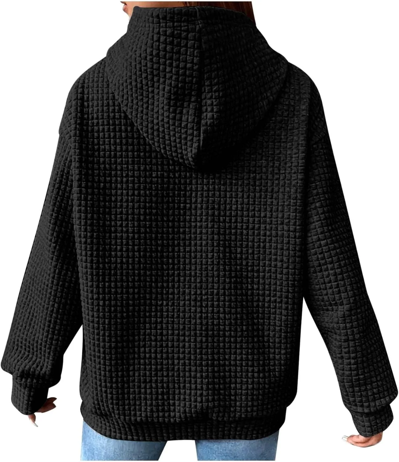 Womens Hoodies Waffle Hooded Sweatshirt Long Sleeve Casual Loose Fit Pullover Tops 2024 Fall Fashion with Pocket