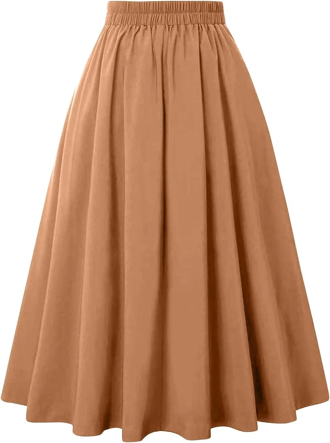 Womens Knee Length Plaid Skirt Vintage Button High Waist A Line Skirts Summer Cute Boho Swing Bodycon Pleated Skirt