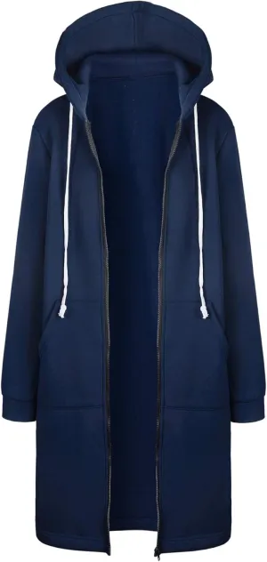 Women's Lightweight Long Full Zip Hoodies Oversized Y2K Fleece Jacket Fashion Long Sleeve Sweatshirts with Pockets