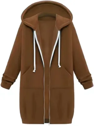 Women's Lightweight Long Full Zip Hoodies Oversized Y2K Fleece Jacket Fashion Long Sleeve Sweatshirts with Pockets