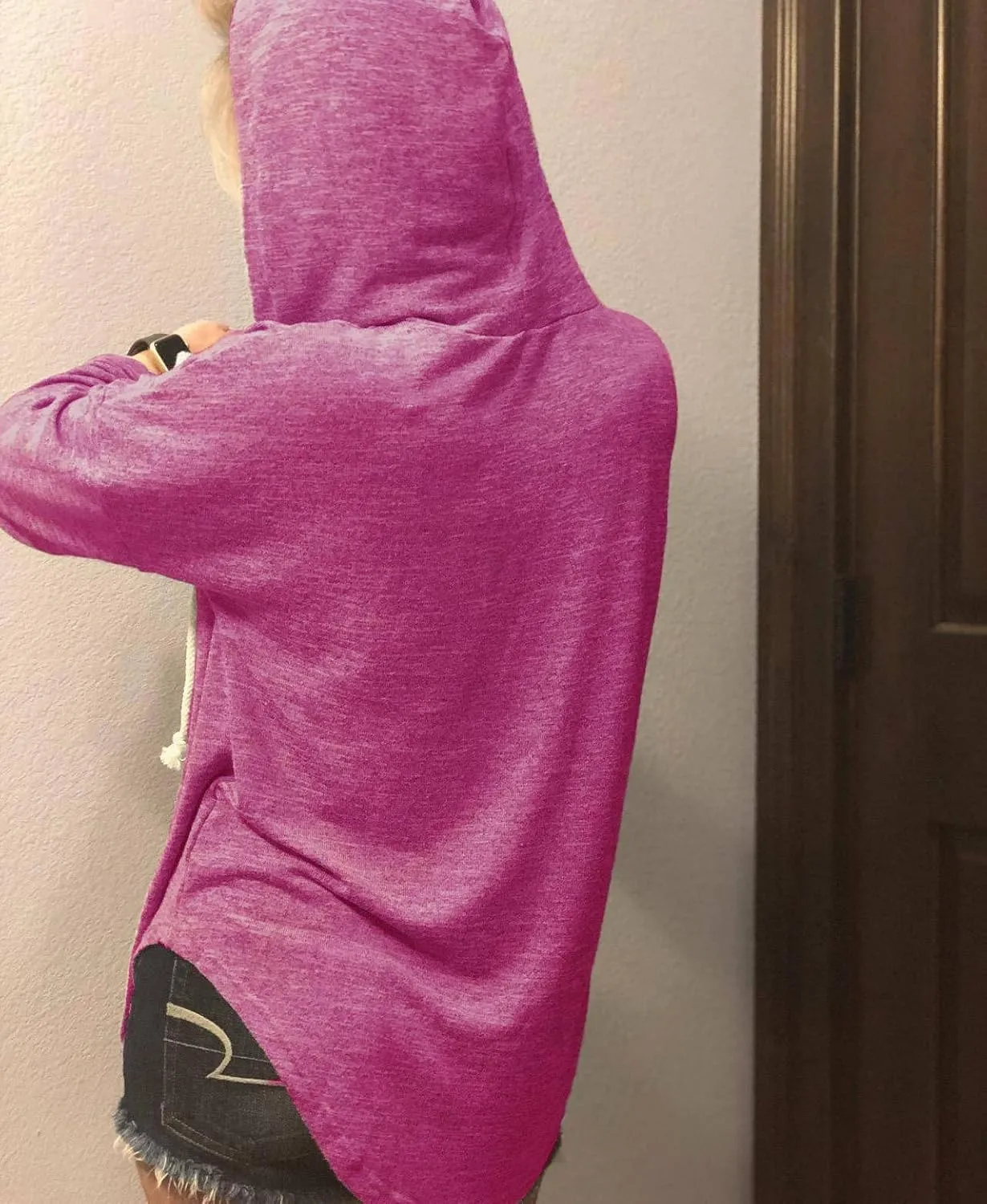 Womens Long Sleeve V Neck Hoodie Sweatshirts Lightweight Pullover Tops
