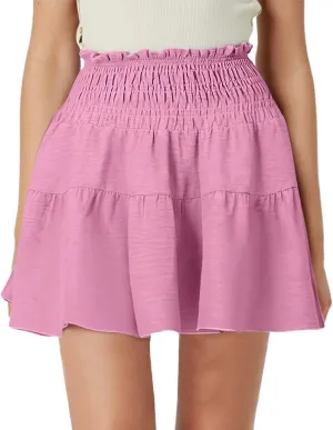 Women's Skirt Flowy A-Line Skirts High Waisted Peplum Mini Dress Summer Casual Y2K Pleated Cute Dress 2025 Fashion