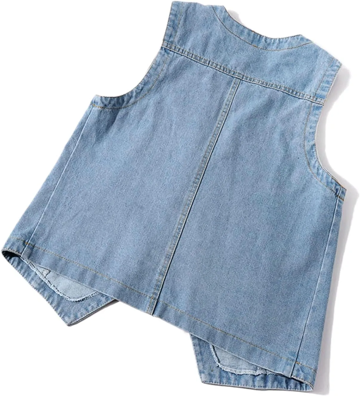 Womens Sleeveless Denim Vest V Neck Button Down Jean Waistcoat Y2K Casual Trendy Loose Fit Lightweight Jackets with Pockets