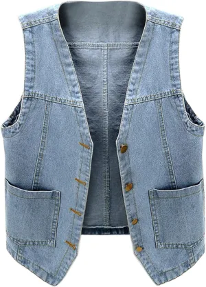 Womens Sleeveless Denim Vest V Neck Button Down Jean Waistcoat Y2K Casual Trendy Loose Fit Lightweight Jackets with Pockets