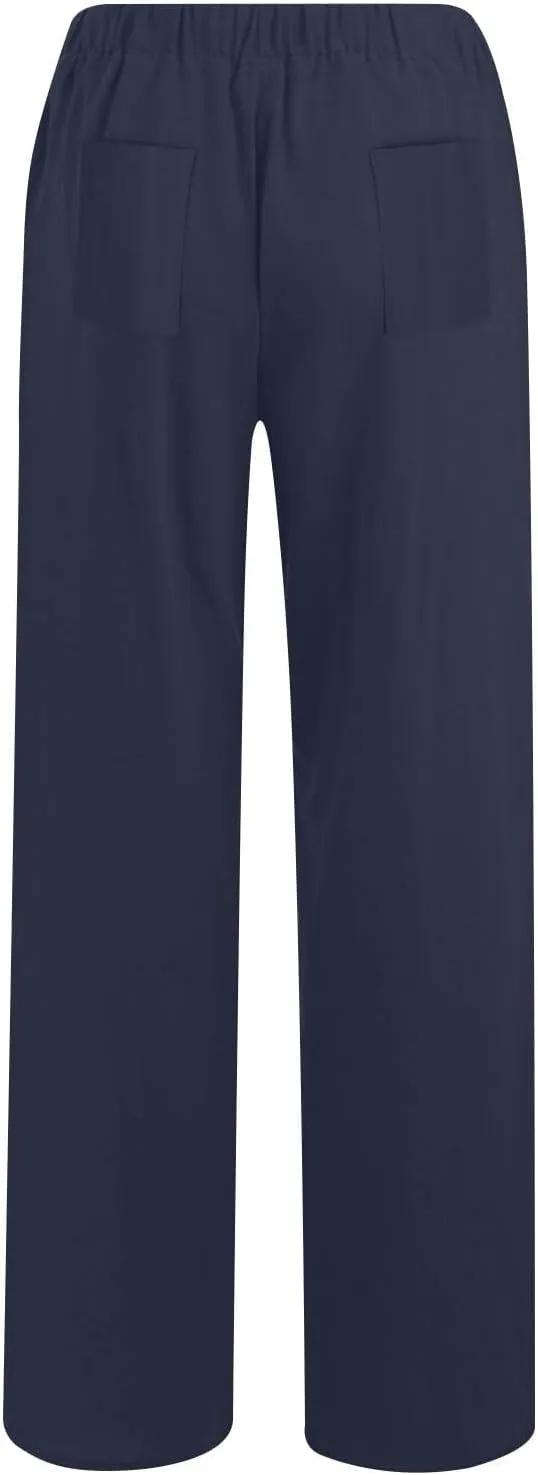 Womens Summer Cotton Linen Pants Casual Wide Leg Drawstring Waist Palazzo Pant Loose Beach Lounge Trousers