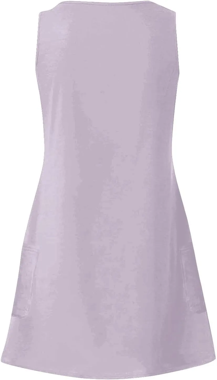 Womens Summer Dresses 2025 Loose V Neck Sleeveless Sundresses Swimsuit Coverup with Pockets Floral/Plain/Eyelet