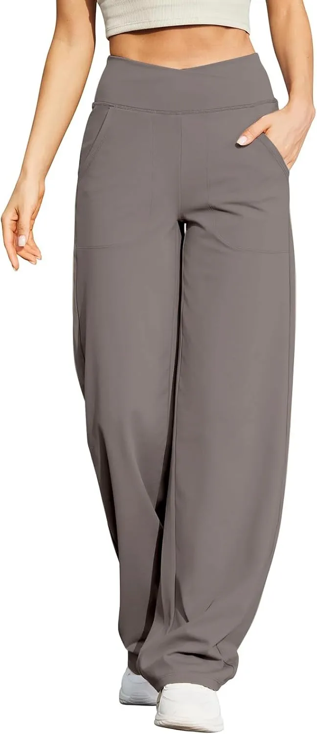 Womens Summer Yoga Pants Elastic High Waist Loose Fit Lightweight Quick Dry Casual Jogging Fitness Running Trouser