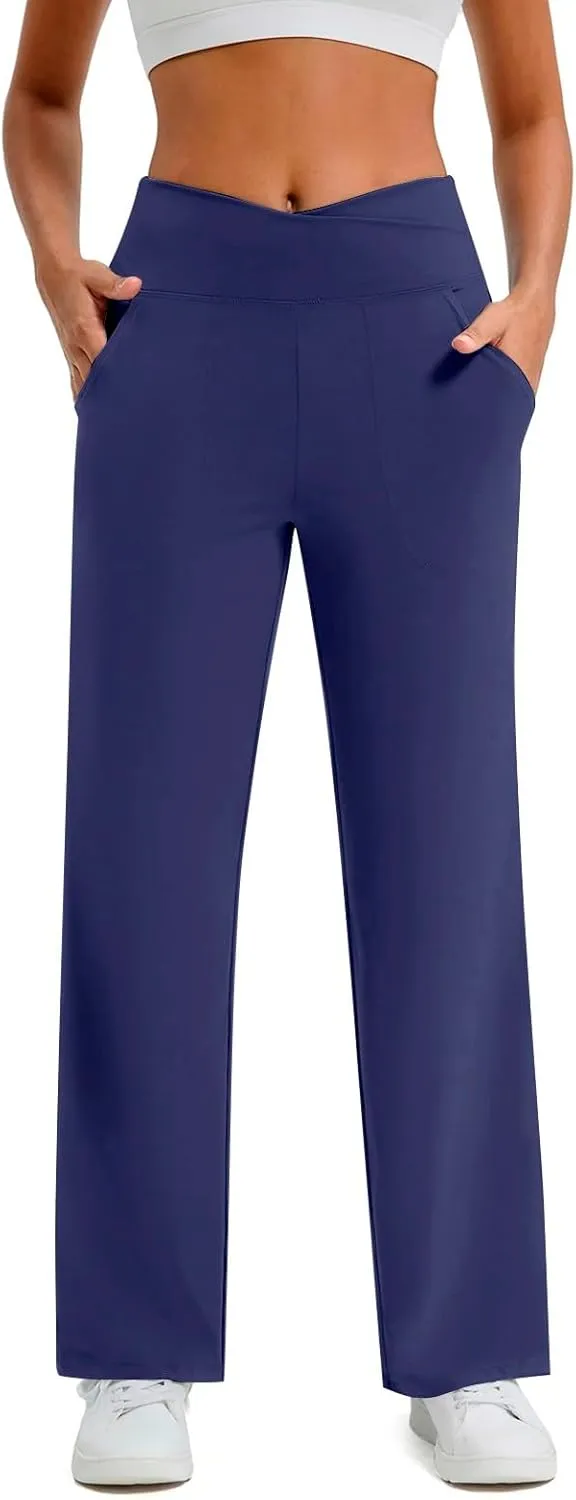 Womens Summer Yoga Pants Elastic High Waist Loose Fit Lightweight Quick Dry Casual Jogging Fitness Running Trouser