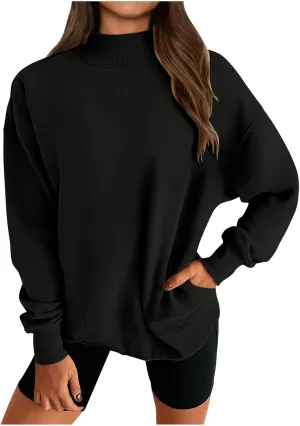 Womens Tops Casual Long Sleeve Sweatshirt Turtleneck Lightweight Coats Daily Fashion Fall Pullover Top with Pockets