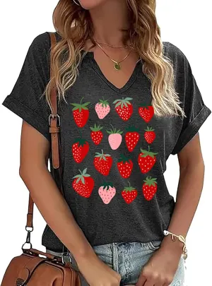 Womens Vintage Flowers V Neck Shirt Casual Floral Print Tee Shirts Cute Wildflowers Graphic Cottagecore Tops