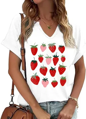 Womens Vintage Flowers V Neck Shirt Casual Floral Print Tee Shirts Cute Wildflowers Graphic Cottagecore Tops