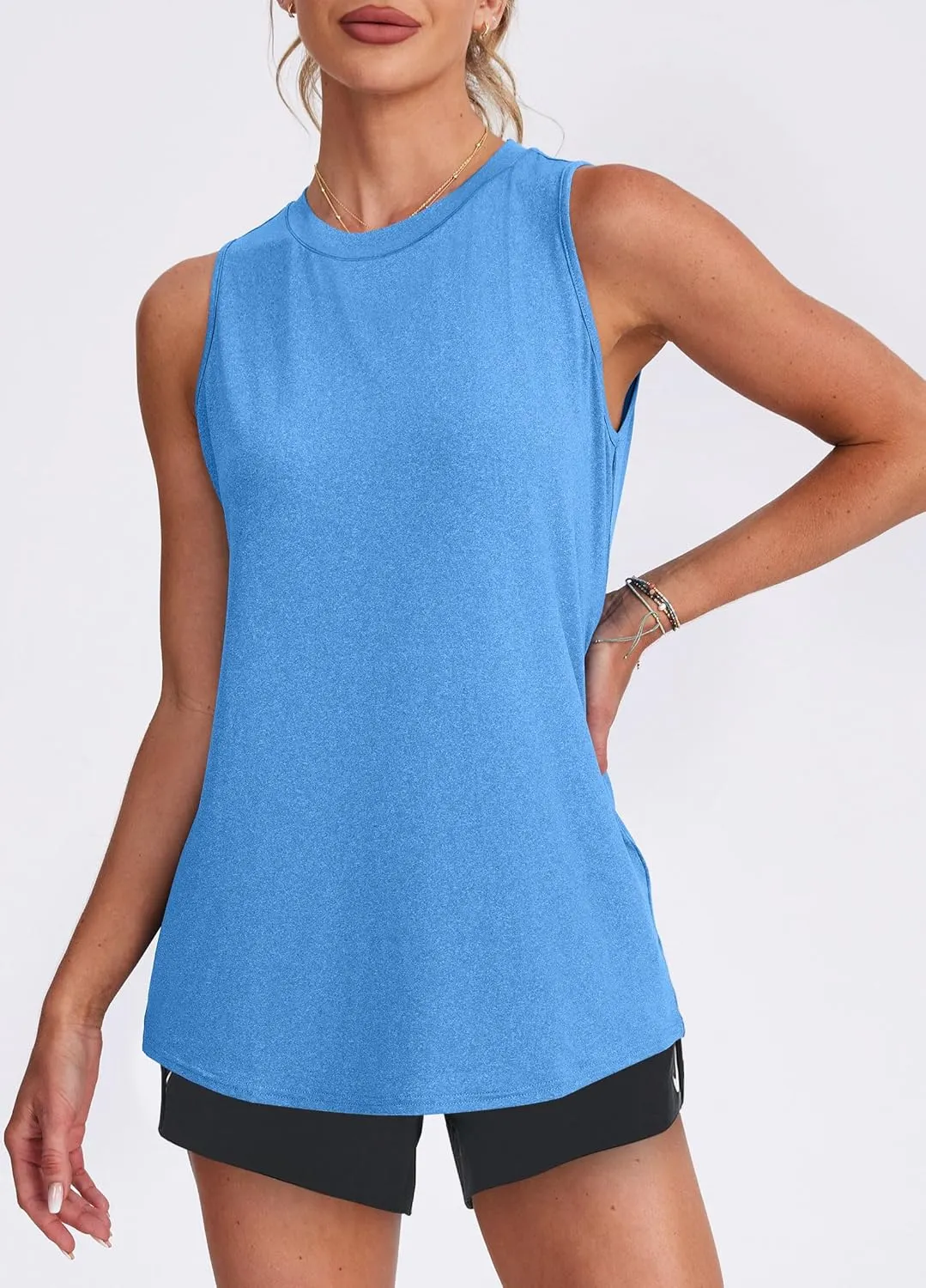 Womens Workout Tank Tops Lightweight Sleeveless Shirts for Women Loose Fit Tops for Athletic Running Tennis Yoga