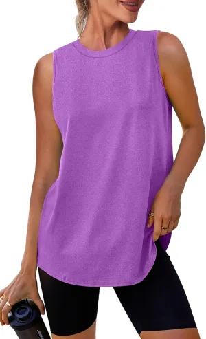 Womens Workout Tank Tops Lightweight Sleeveless Shirts for Women Loose Fit Tops for Athletic Running Tennis Yoga