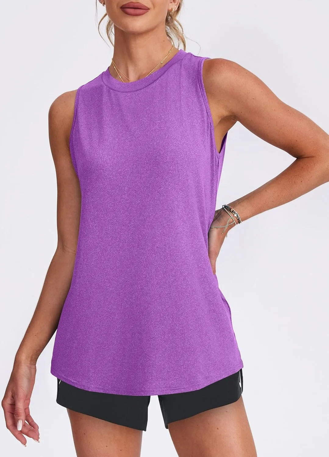 Womens Workout Tank Tops Lightweight Sleeveless Shirts for Women Loose Fit Tops for Athletic Running Tennis Yoga