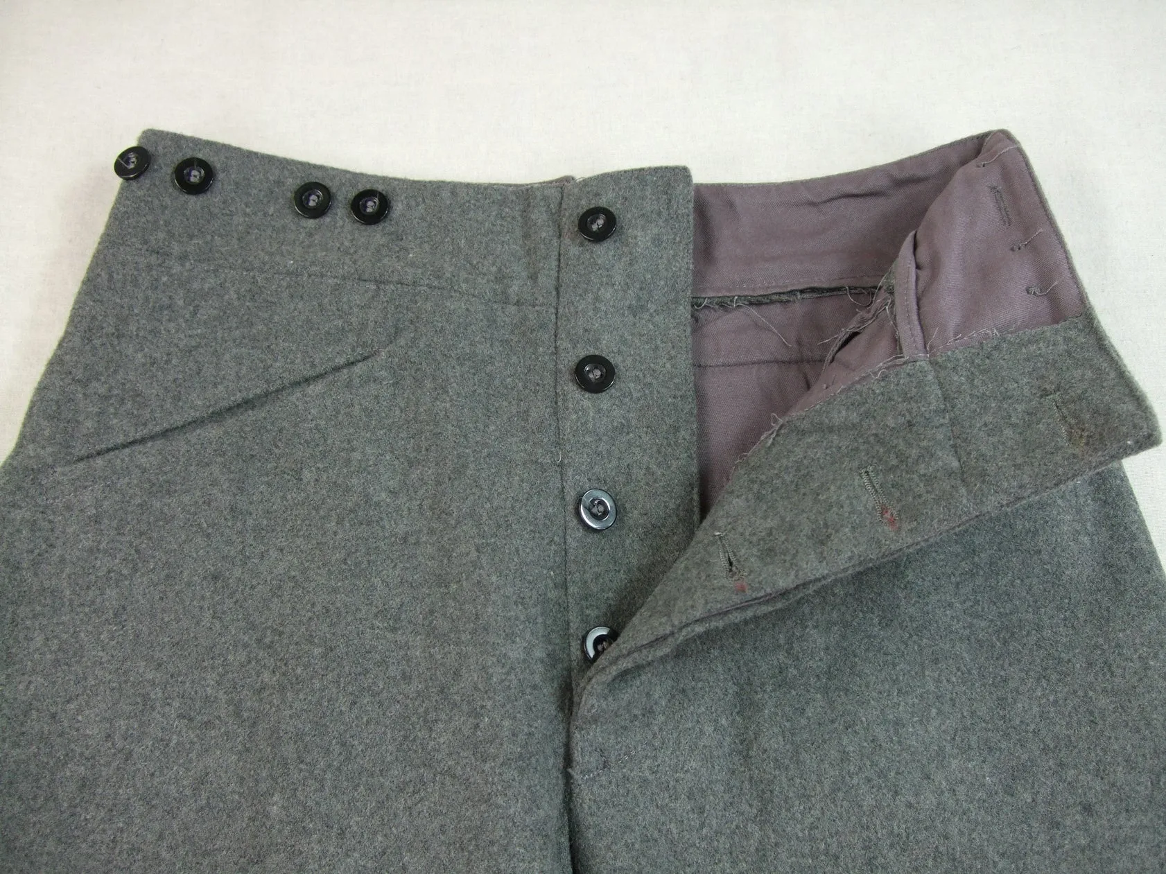 WW2 Finnish M36 Wool Field Trousers Pants Light Stone Grey