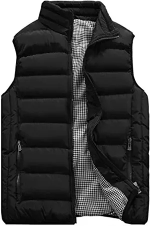 XinYangNi Mens Puffer Vest Quilted Outerwear Winter Warm Down Puffy Vests Lightweight Casual Padded Jacket
