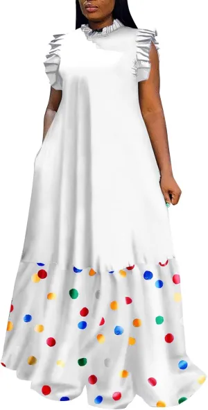 XOWRTE Womens Summer Plus Size Sleeveless Tank Dresses Casual Chiffon Loose Flowy Ruffle Tiered Midi Dress Wedding Cocktail