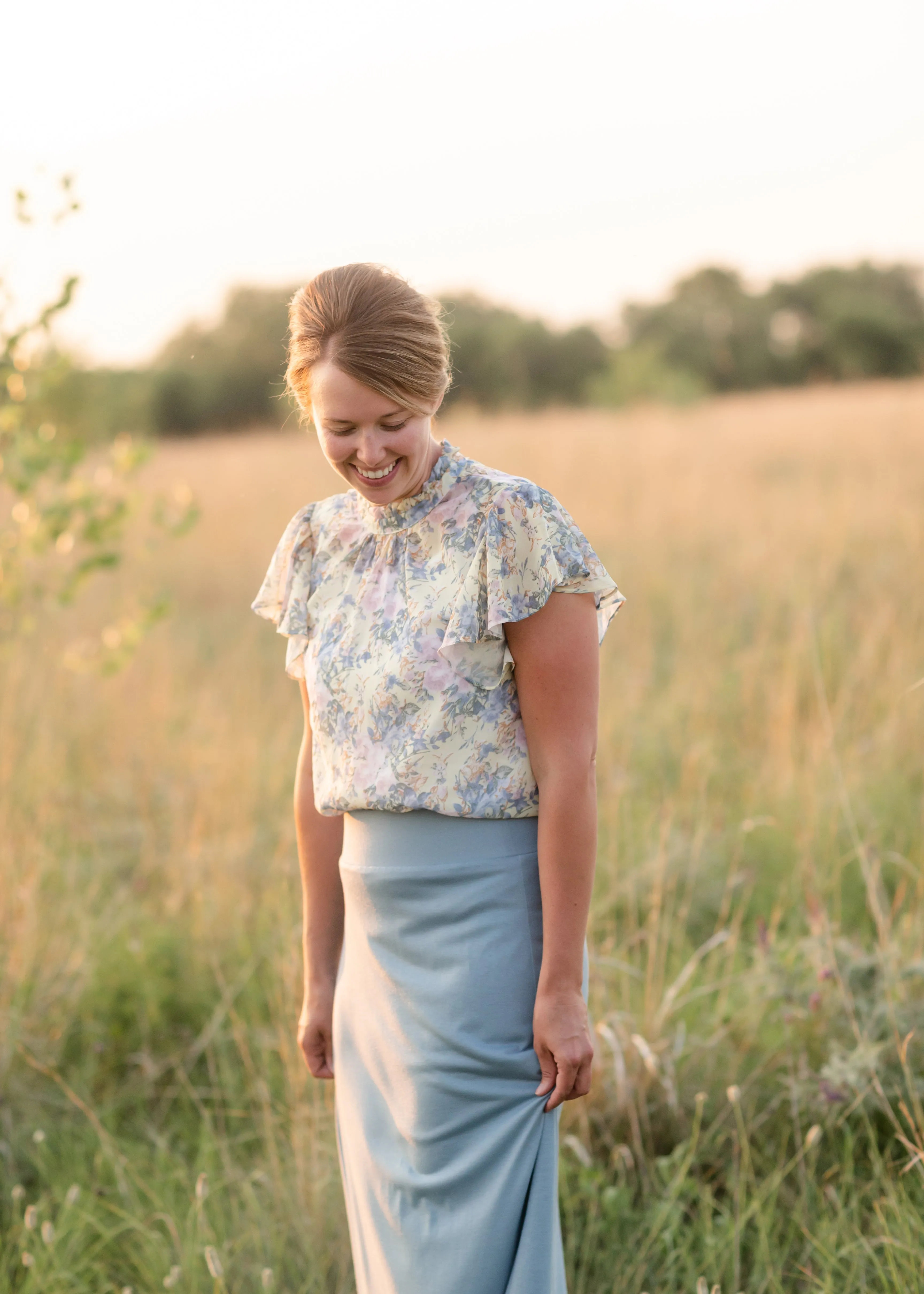 Yellow Floral Ruffle Sleeve Top - FINAL SALE
