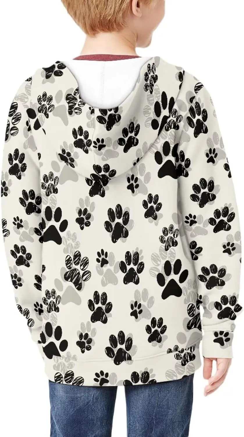 Yewattles Unisex Boys Girls Zip Up Hoodies Sweatshirts Long Sleeve Printed Top with Pockets Thin Coat for Age 6-16 Kids